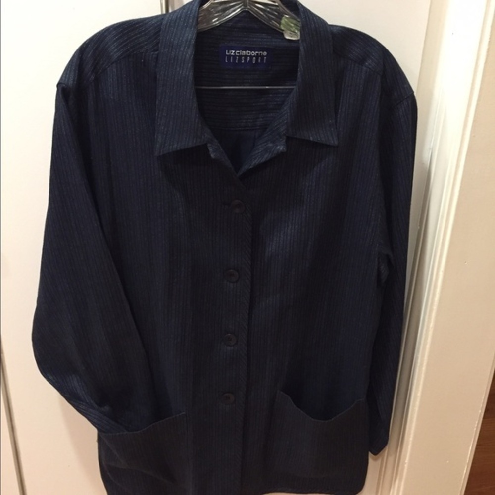 Liz Claiborne Vintage Navy Pinstripe Jacket- M